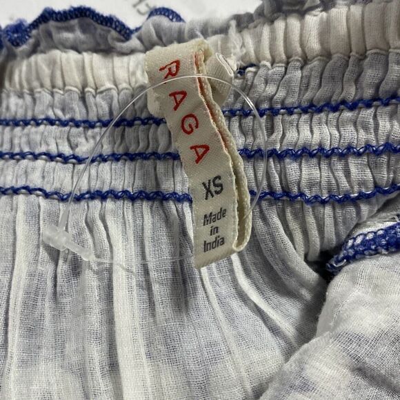 Anthropologie RAGA Off Shoulder‎ Boho Pompom Romper Blue XS - Picture 11 of 13